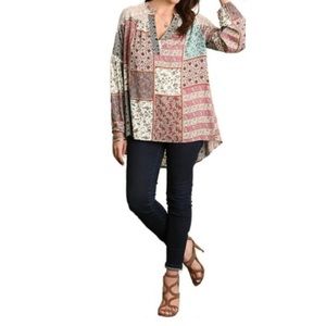 Umgee | Patchwork Paisley Peasant Top